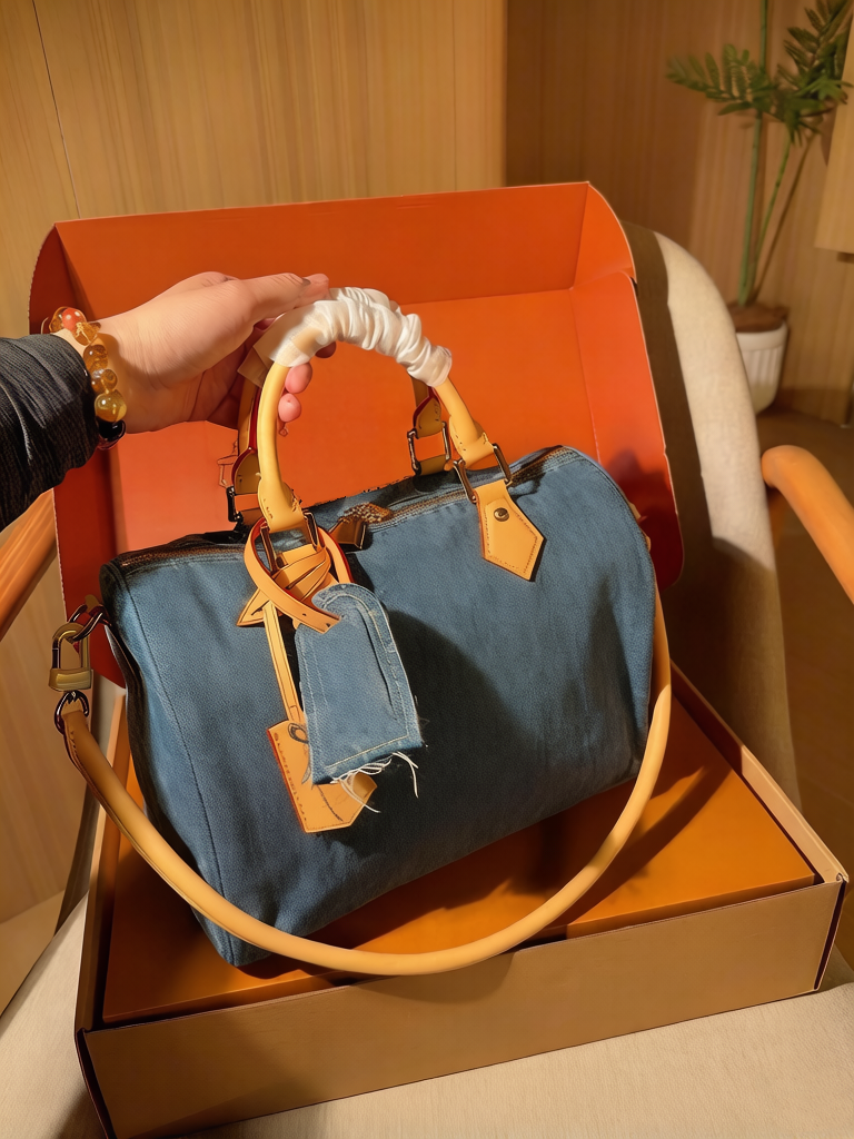 30cm Denim boston bag