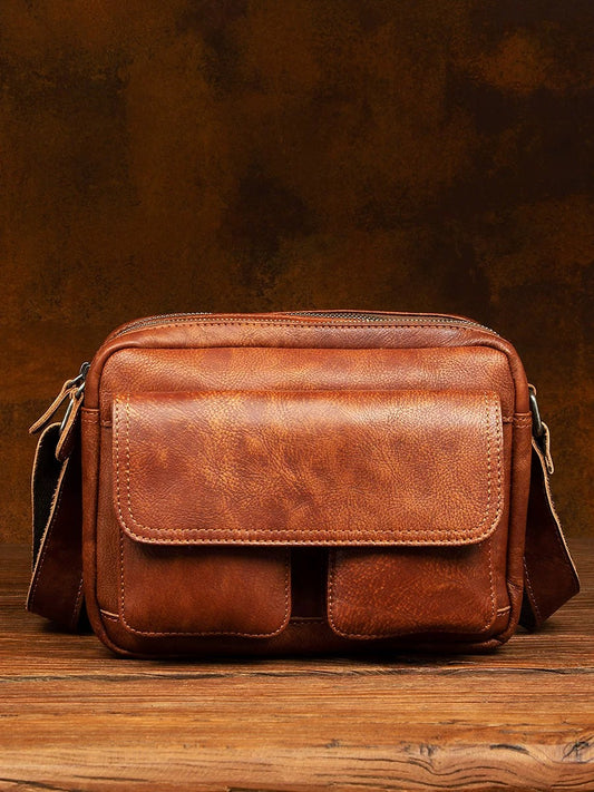 Brown cowhide camera bag