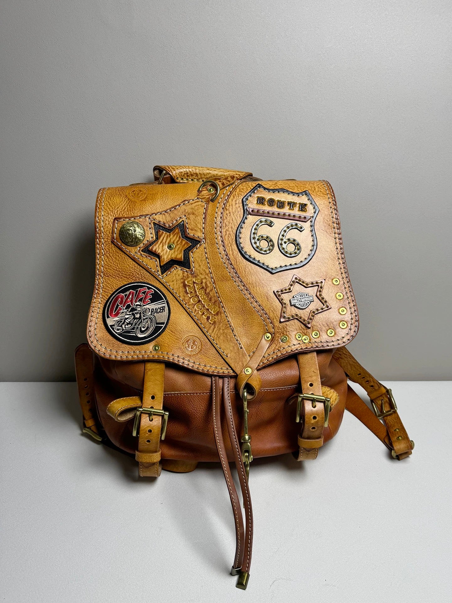 Top layer cowhide backpack
