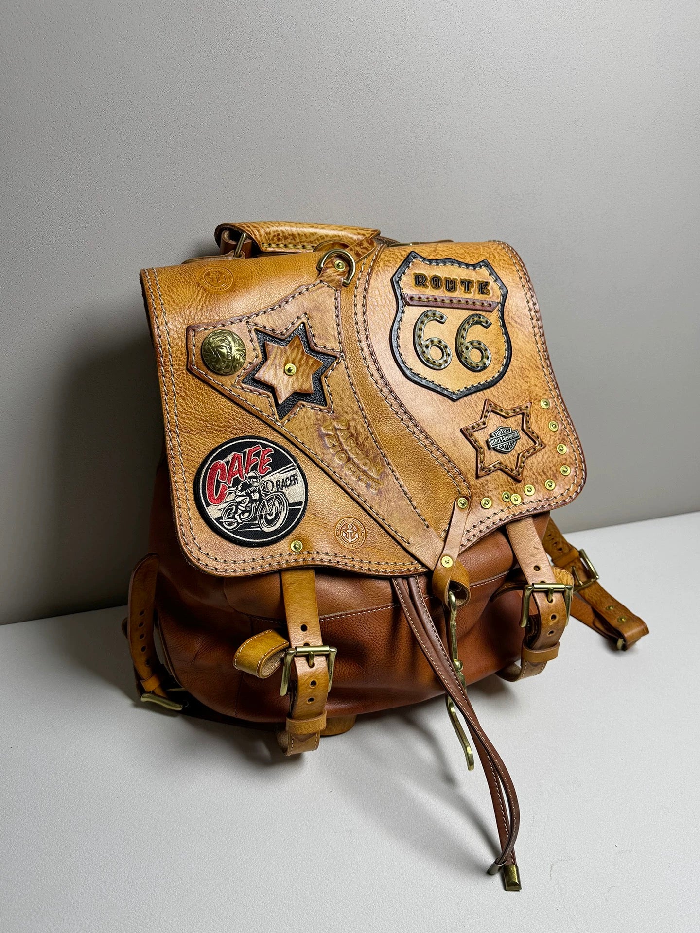 Top layer cowhide backpack