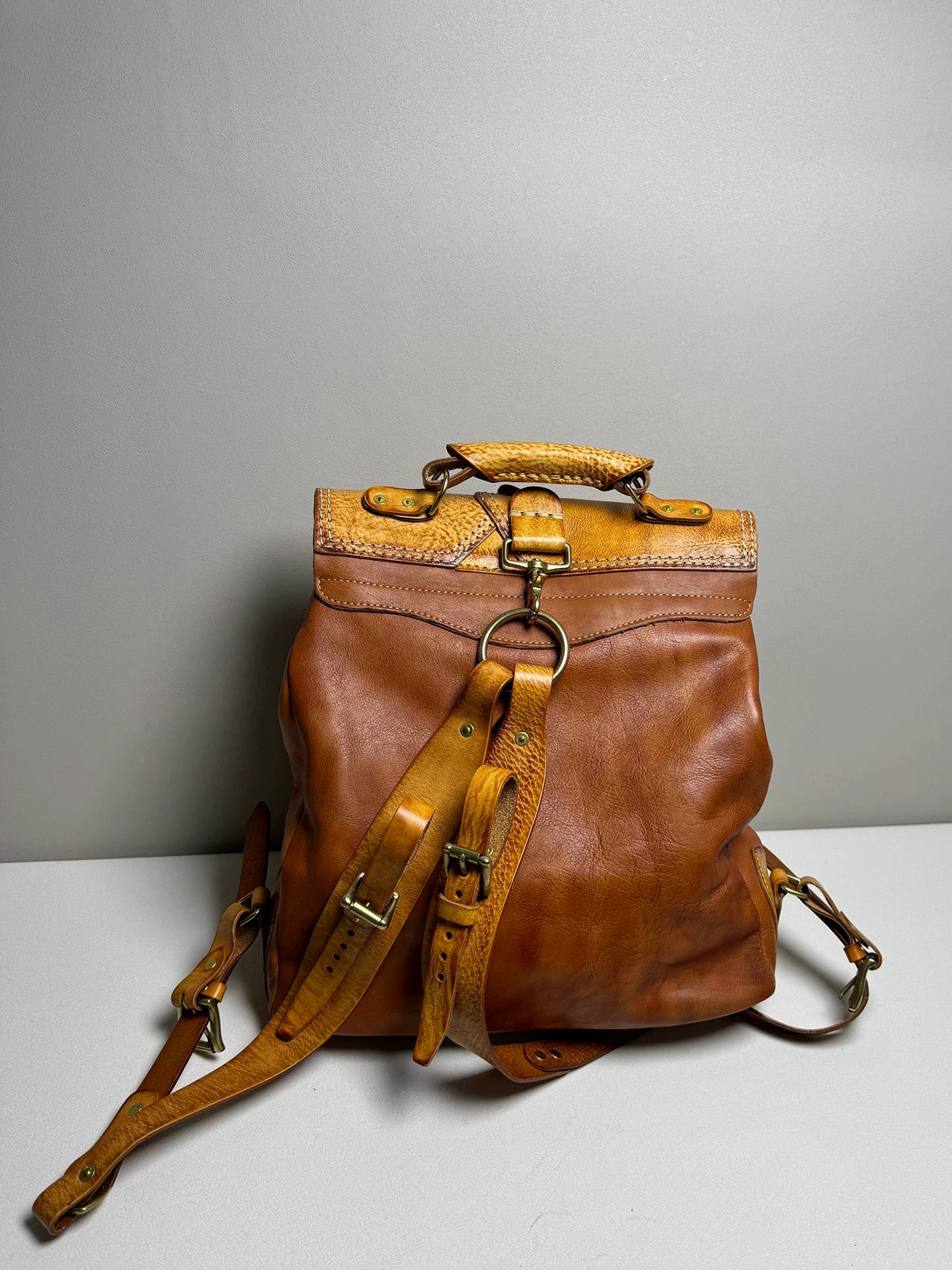 Top layer cowhide backpack
