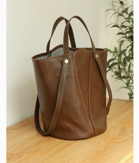 Matte leather bucket bag