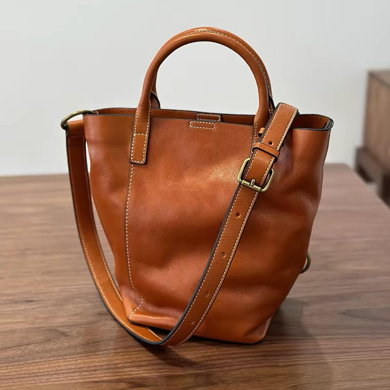 Matte leather bucket bag