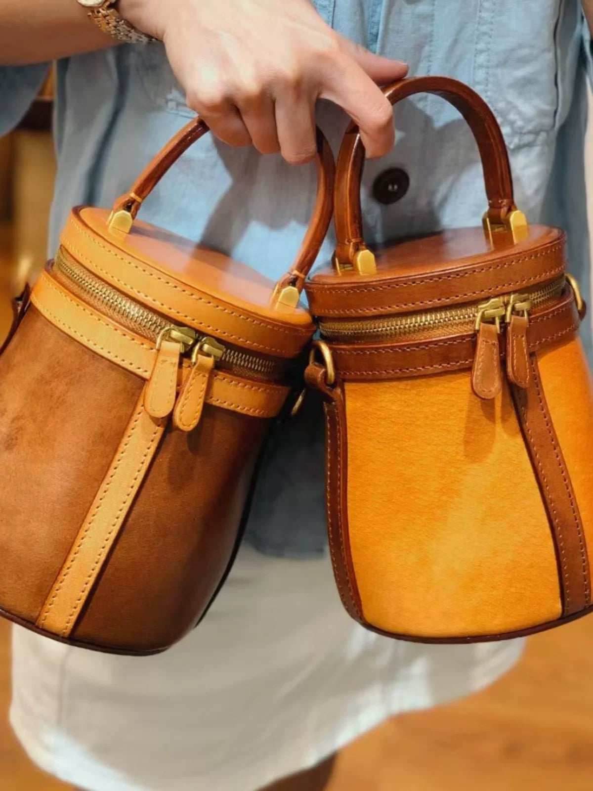 Zipper bucket bag