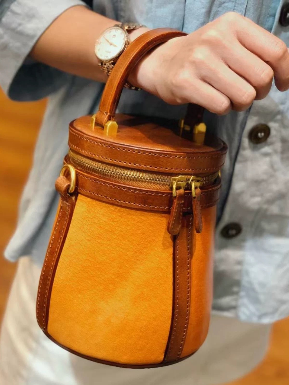 Zipper bucket bag