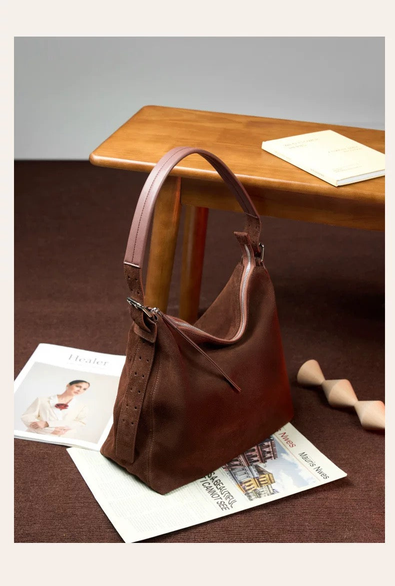Suede leather big hobo
