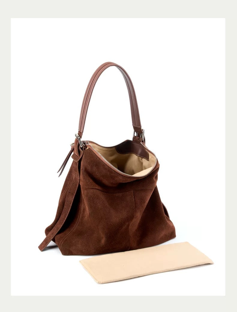 Suede leather big hobo