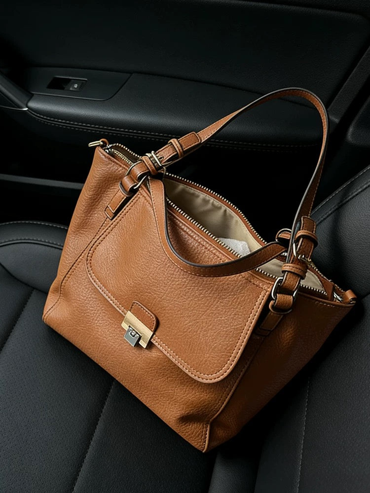 Zipper square tote bag