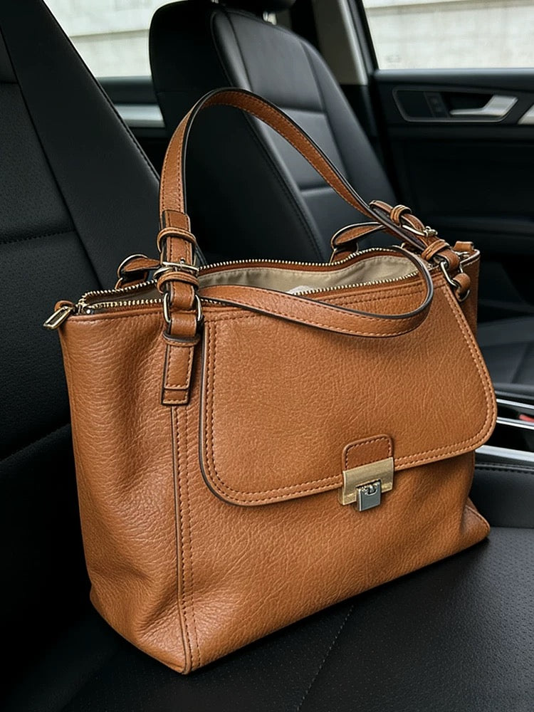 Zipper square tote bag